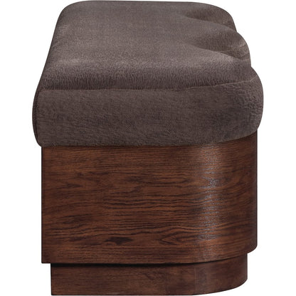 Savoy Brown Velour Fur Fabric Bench