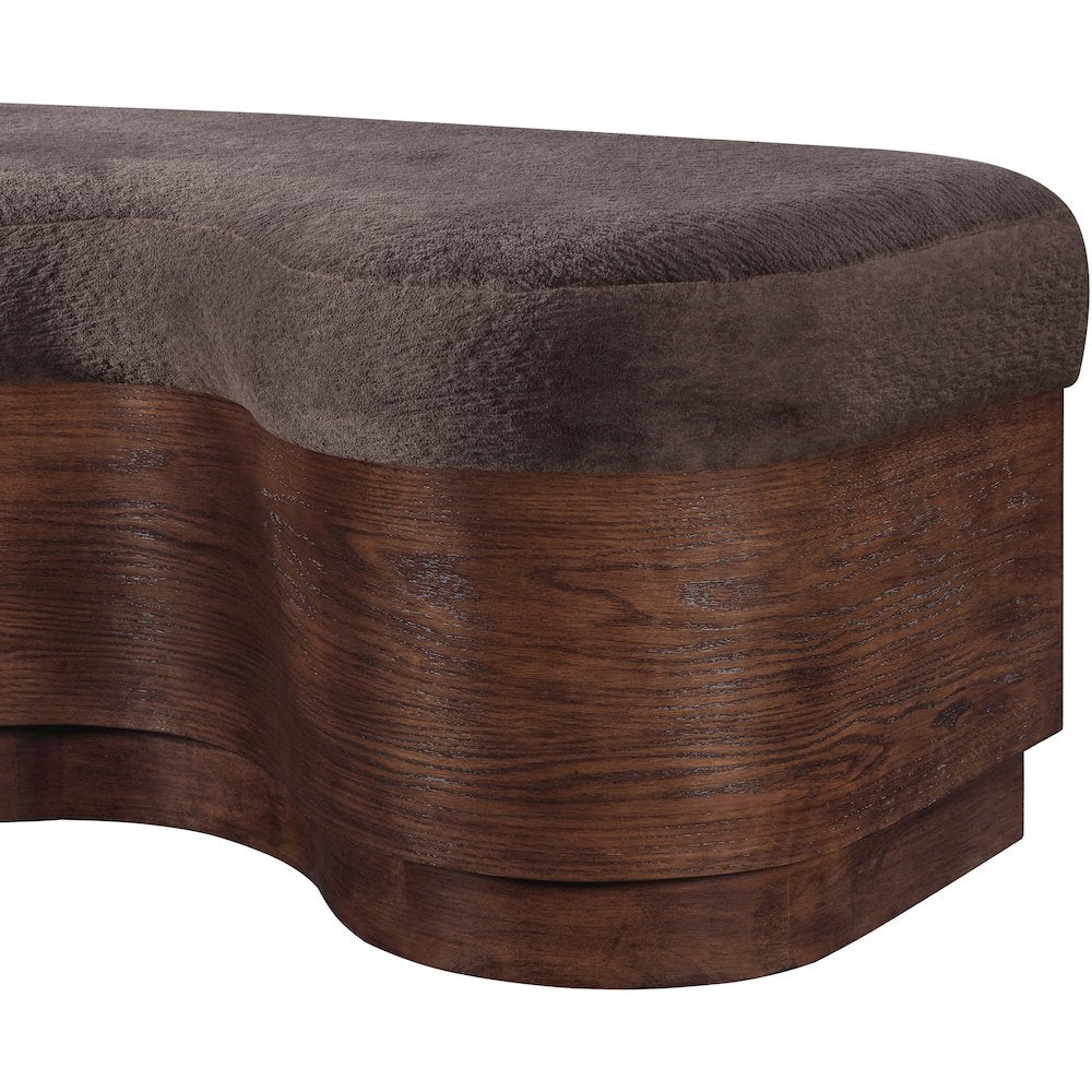Savoy Brown Velour Fur Fabric Bench