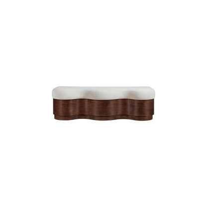 Savoy Cream Velour Fur Fabric Bench
