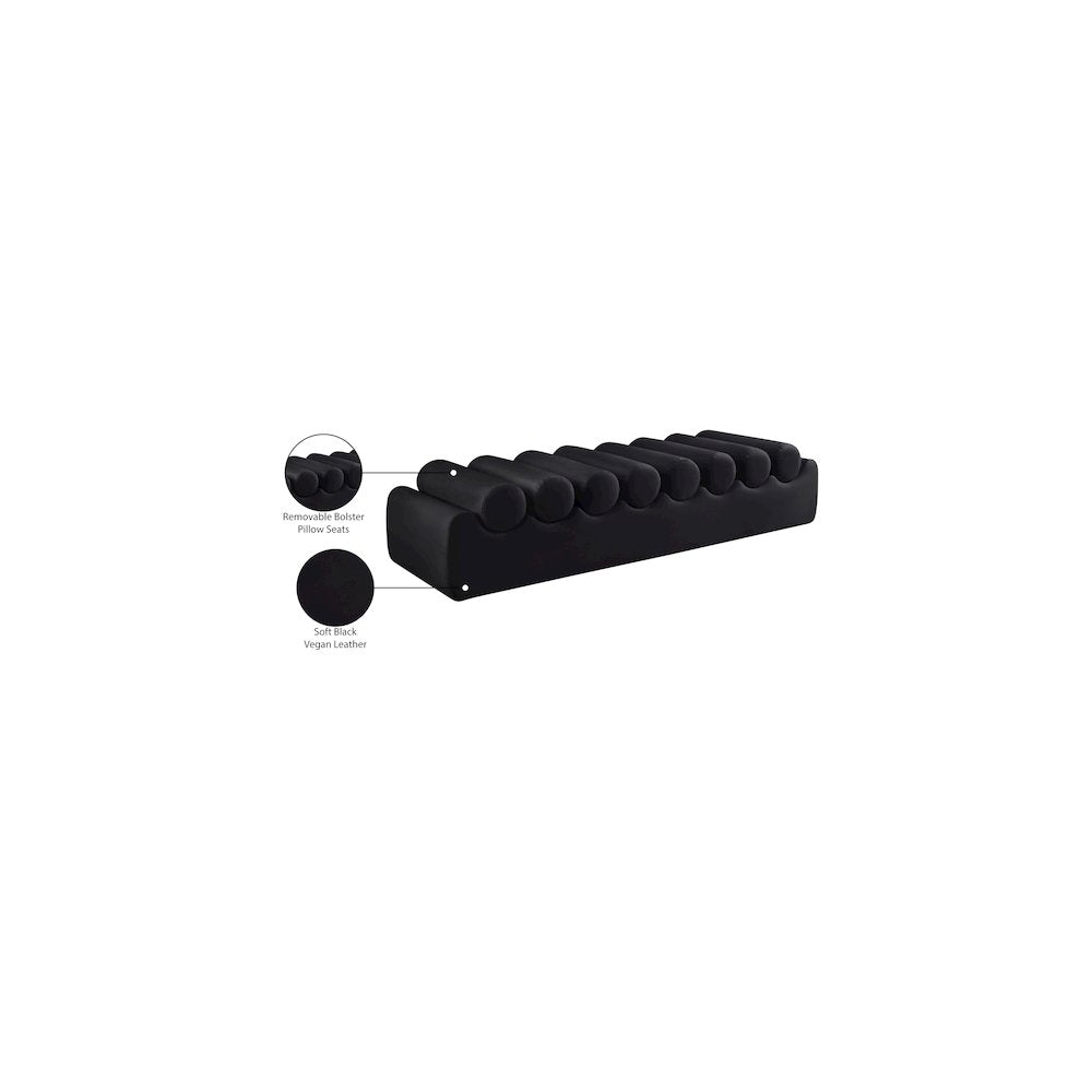 Rumble Black Vegan Leather Bench