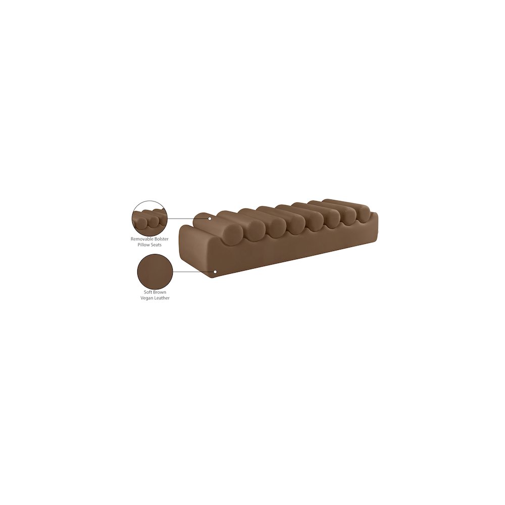 Rumble Brown Vegan Leather Bench
