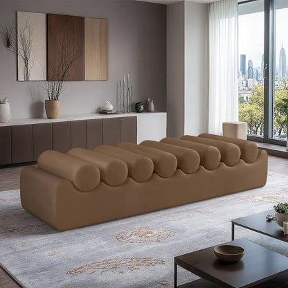 Rumble Brown Vegan Leather Bench
