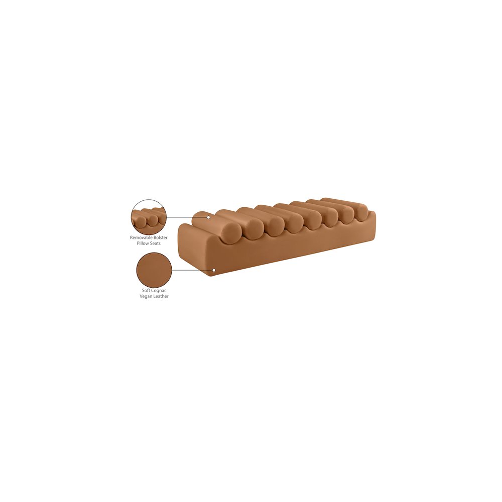 Rumble Cognac Vegan Leather Bench