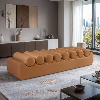 Rumble Cognac Vegan Leather Bench