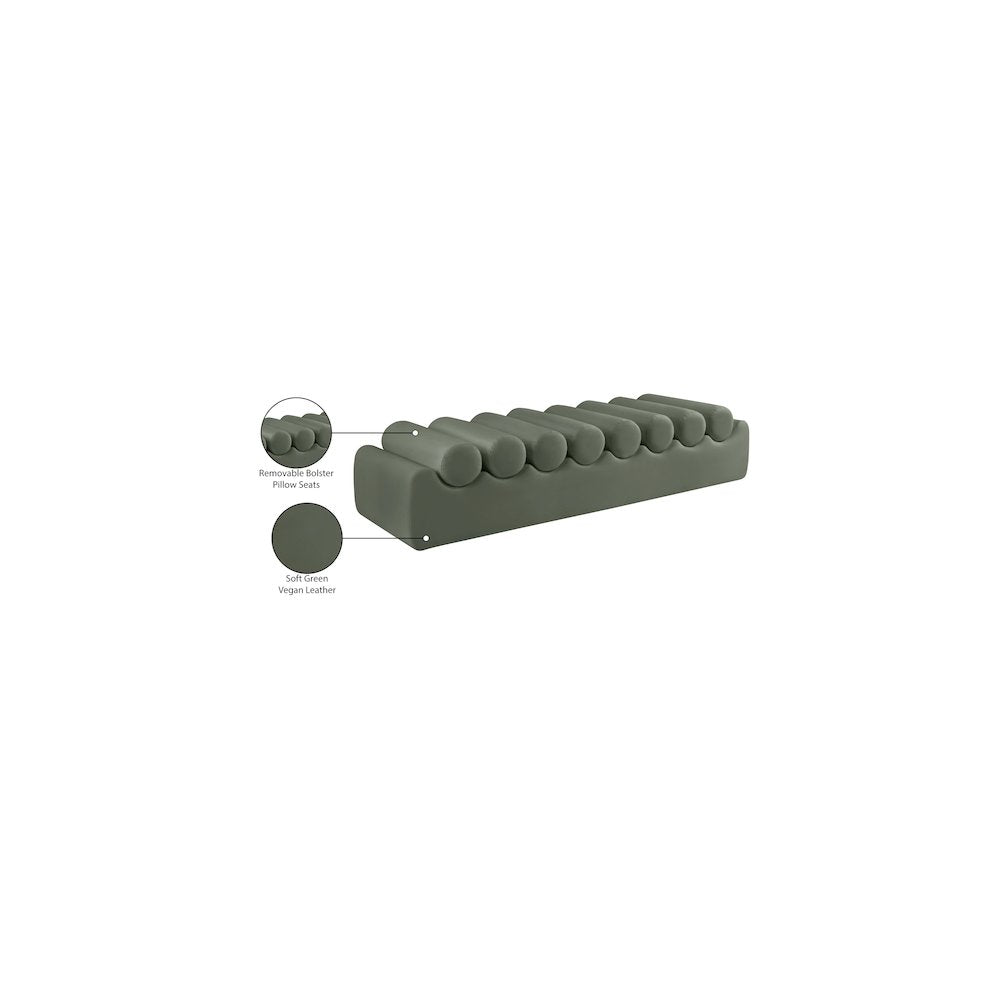 Rumble Green Vegan Leather Bench