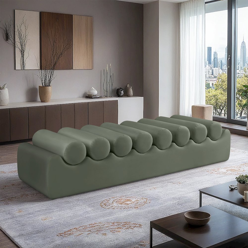 Rumble Green Vegan Leather Bench