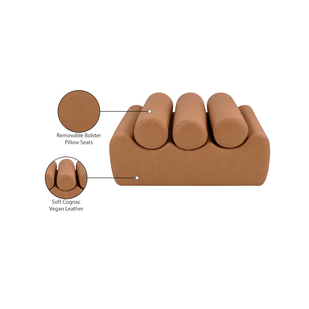 Rumble Cognac Vegan Leather Bench