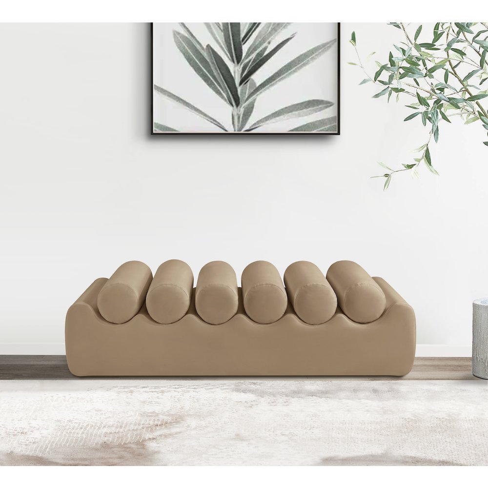 Rumble Tan Vegan Leather Bench