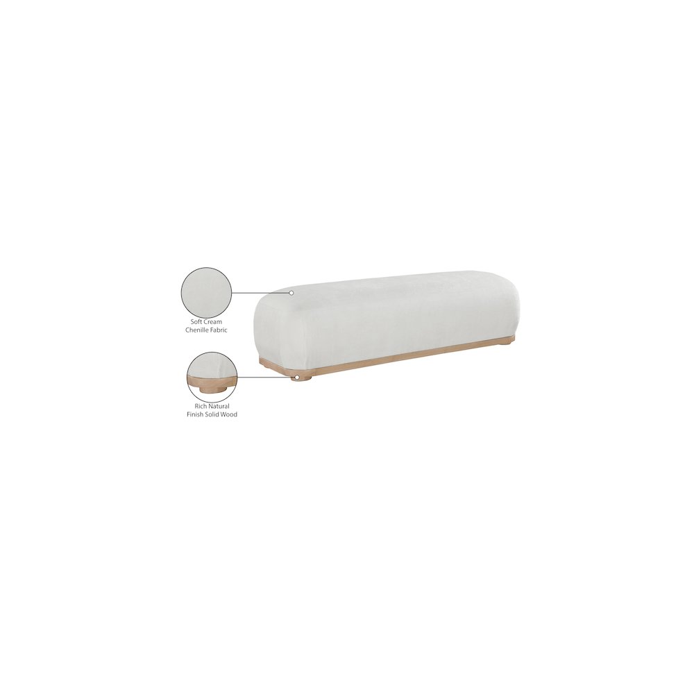 Calum Cream Chenille Fabric Bench