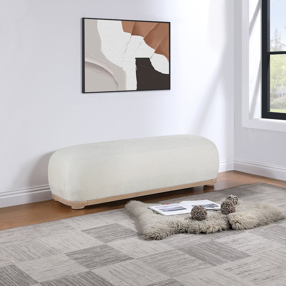 Calum Cream Chenille Fabric Bench