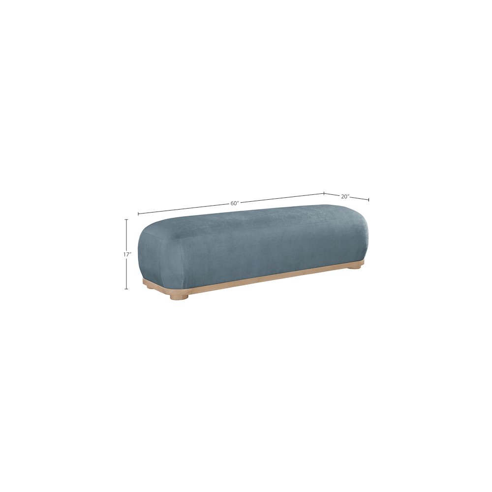 Calum Light Blue Chenille Fabric Bench