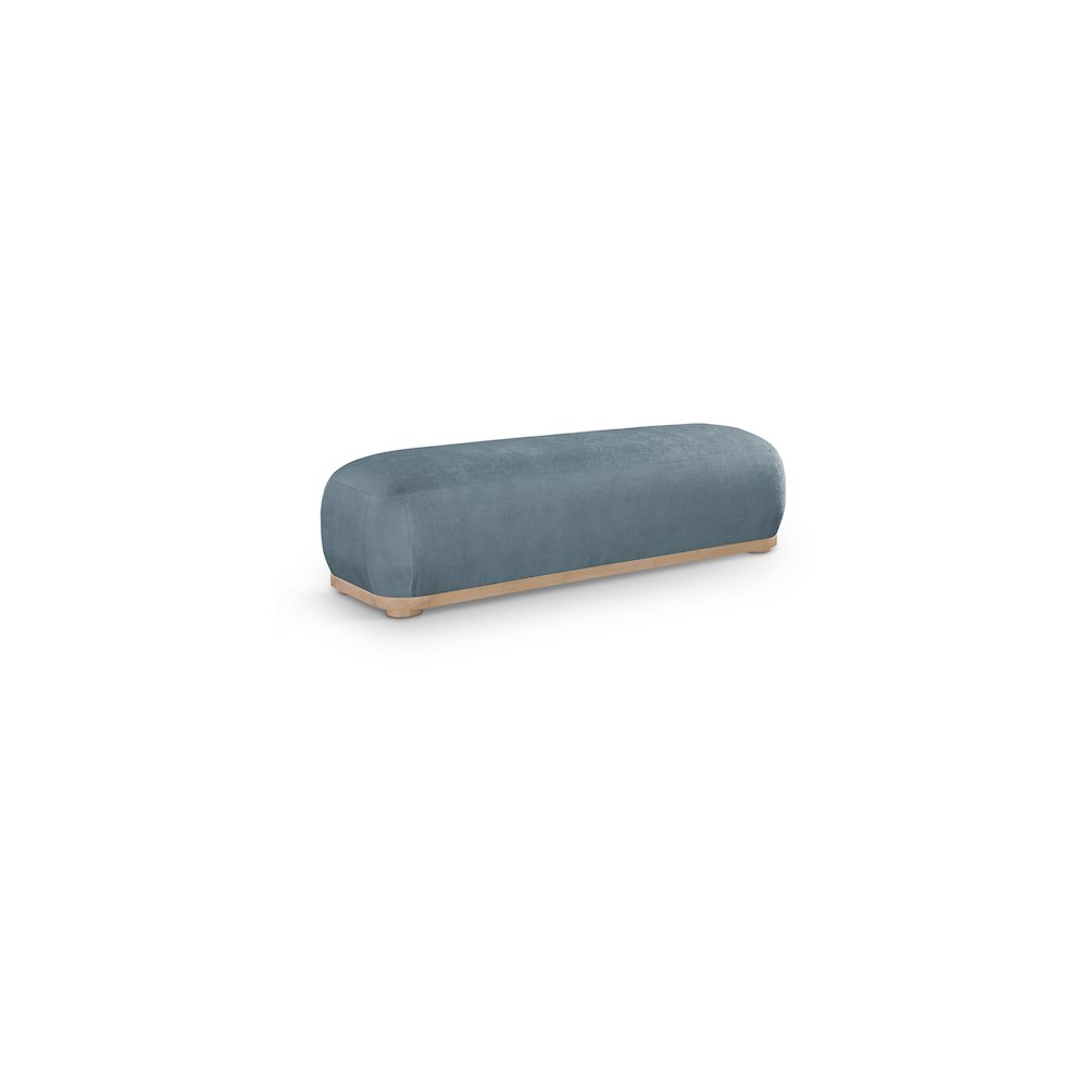 Calum Light Blue Chenille Fabric Bench