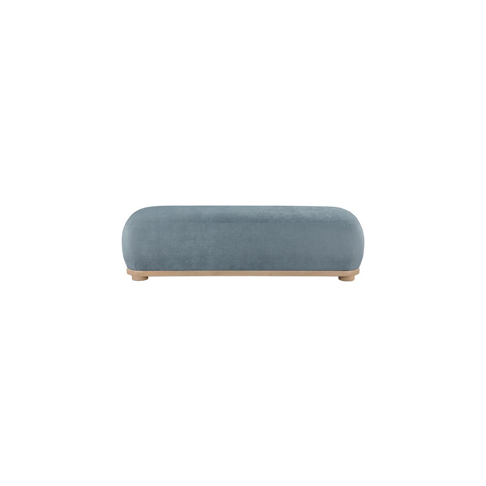Calum Light Blue Chenille Fabric Bench