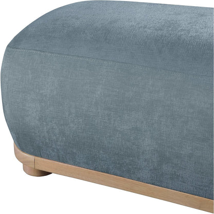 Calum Light Blue Chenille Fabric Bench