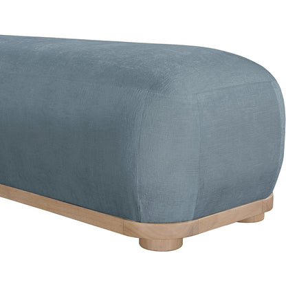 Calum Light Blue Chenille Fabric Bench