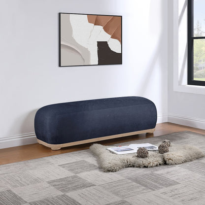 Calum Navy Chenille Fabric Bench