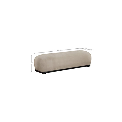 Calum Beige Chenille Fabric Bench
