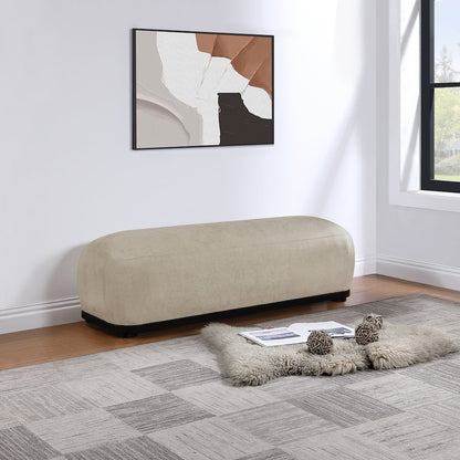 Calum Beige Chenille Fabric Bench