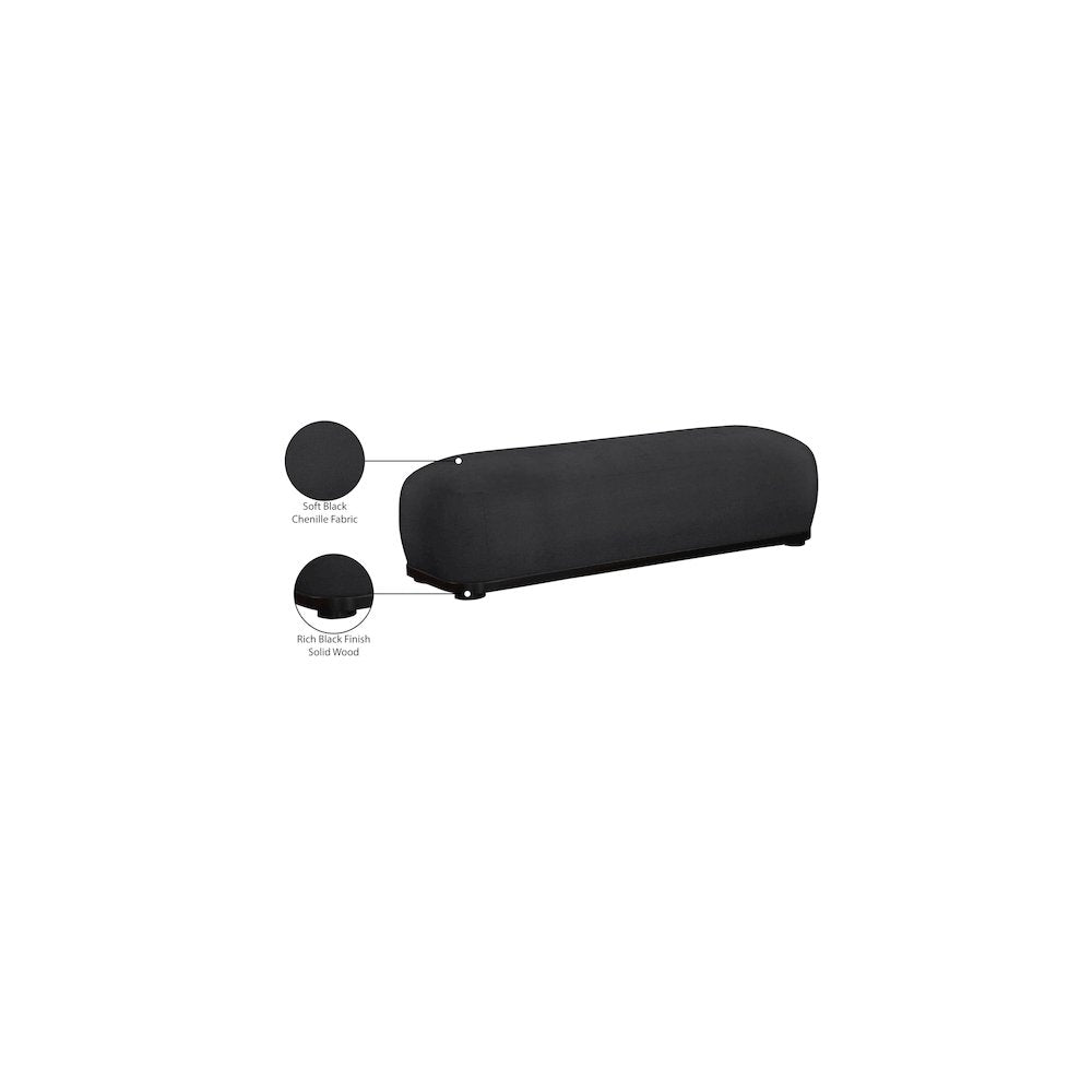 Calum Black Chenille Fabric Bench