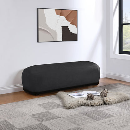 Calum Black Chenille Fabric Bench
