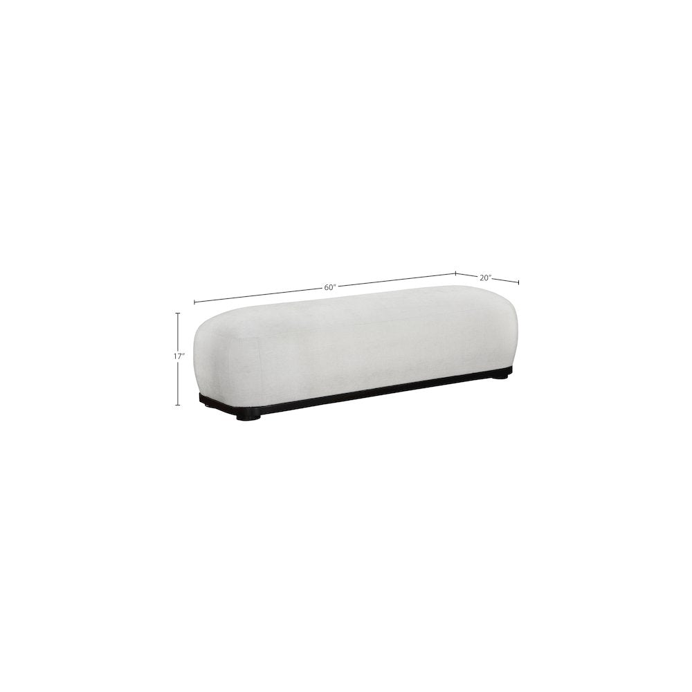 Calum Cream Chenille Fabric Bench