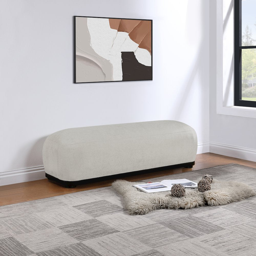 Calum Grey Chenille Fabric Bench