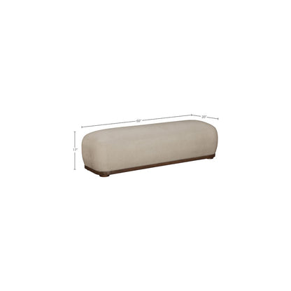 Calum Beige Chenille Fabric Bench