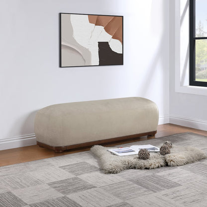 Calum Beige Chenille Fabric Bench
