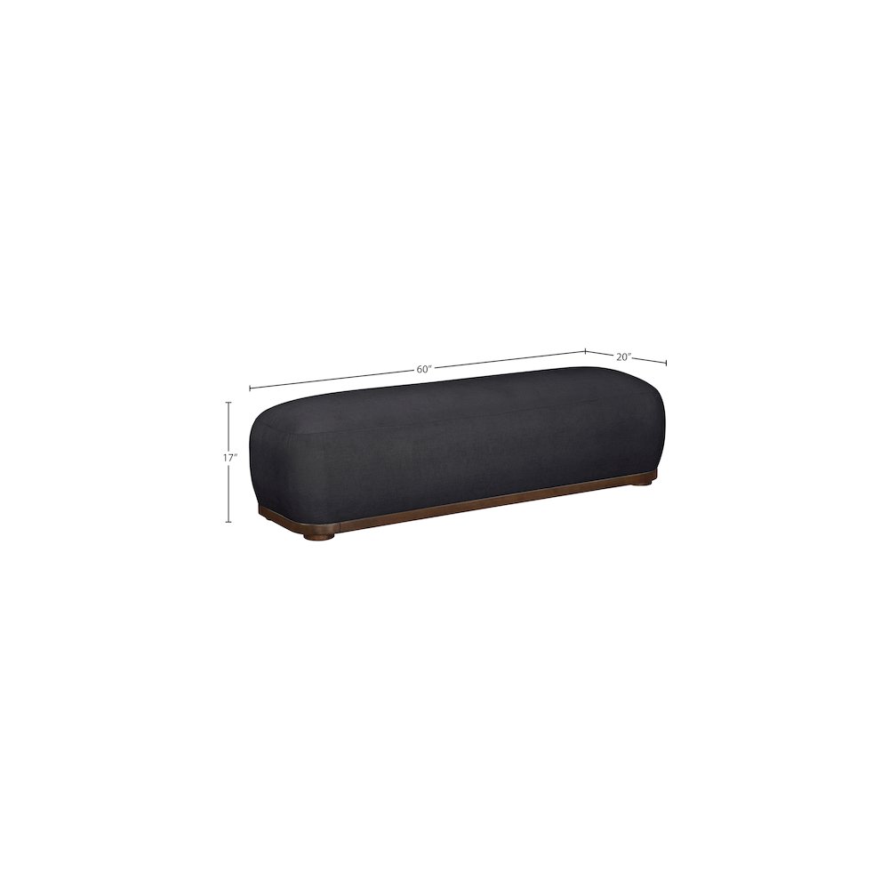 Calum Black Chenille Fabric Bench