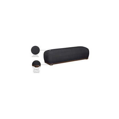 Calum Black Chenille Fabric Bench