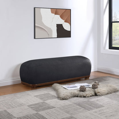 Calum Black Chenille Fabric Bench