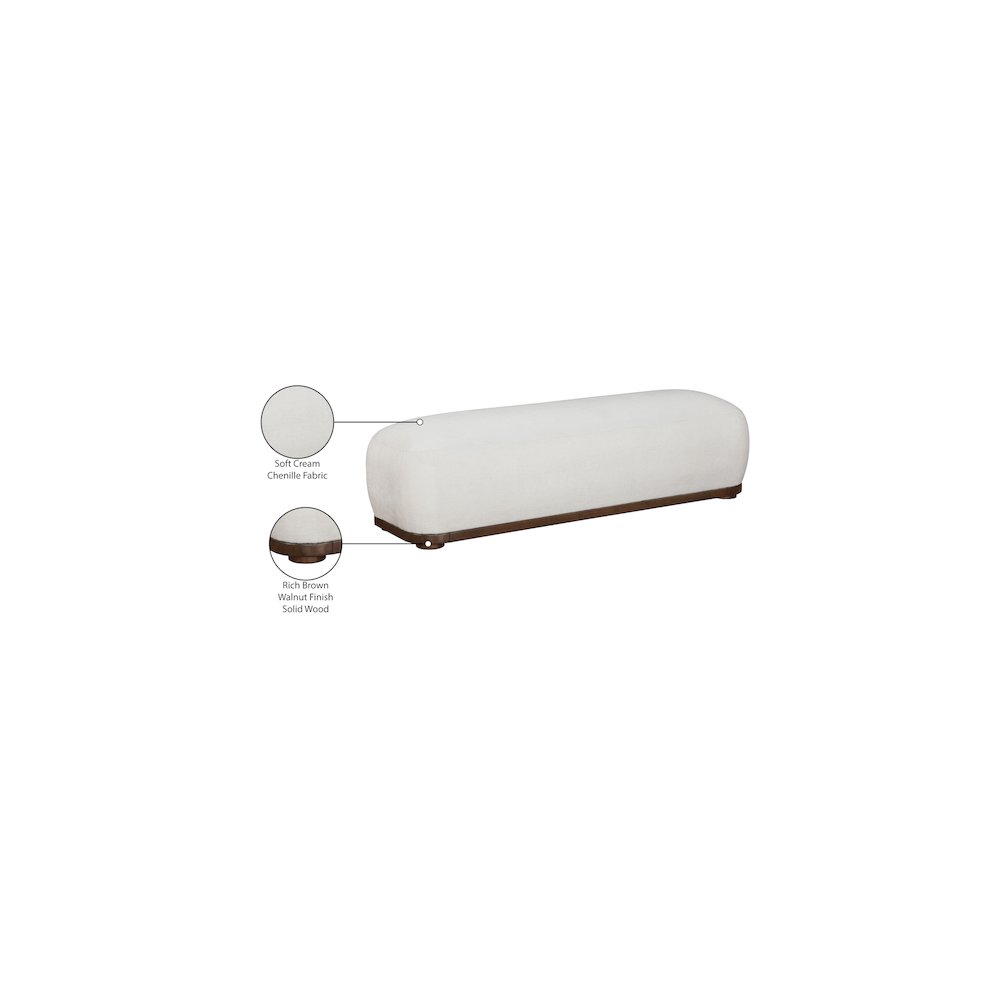 Calum Cream Chenille Fabric Bench