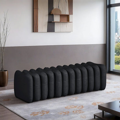 Atticus Black Vegan Leather Bench