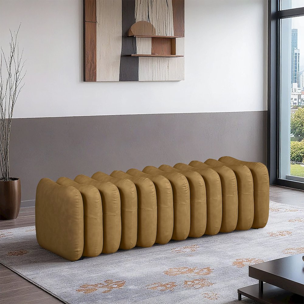 Atticus Brown Vegan Leather Bench