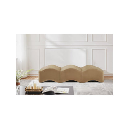 Wave Beige Velvet Bench