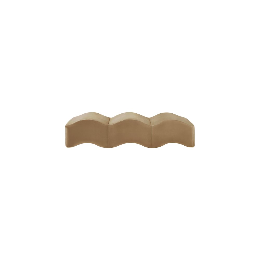 Wave Beige Velvet Bench