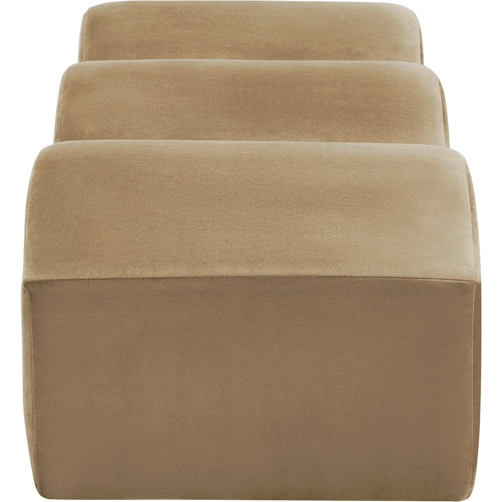 Wave Beige Velvet Bench