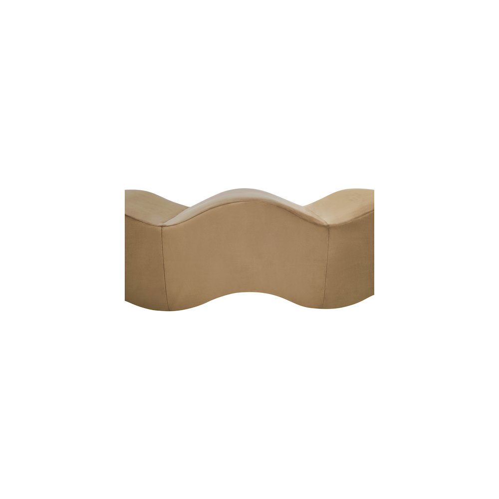 Wave Beige Velvet Bench