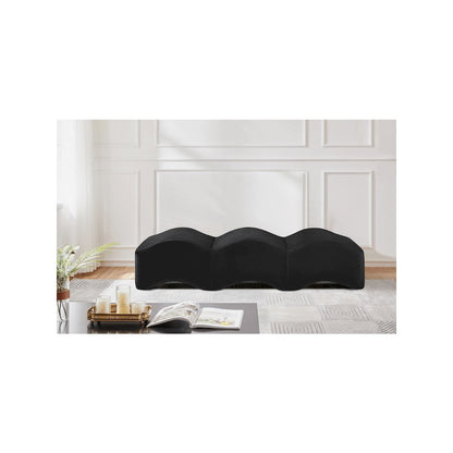 Wave Black Velvet Bench