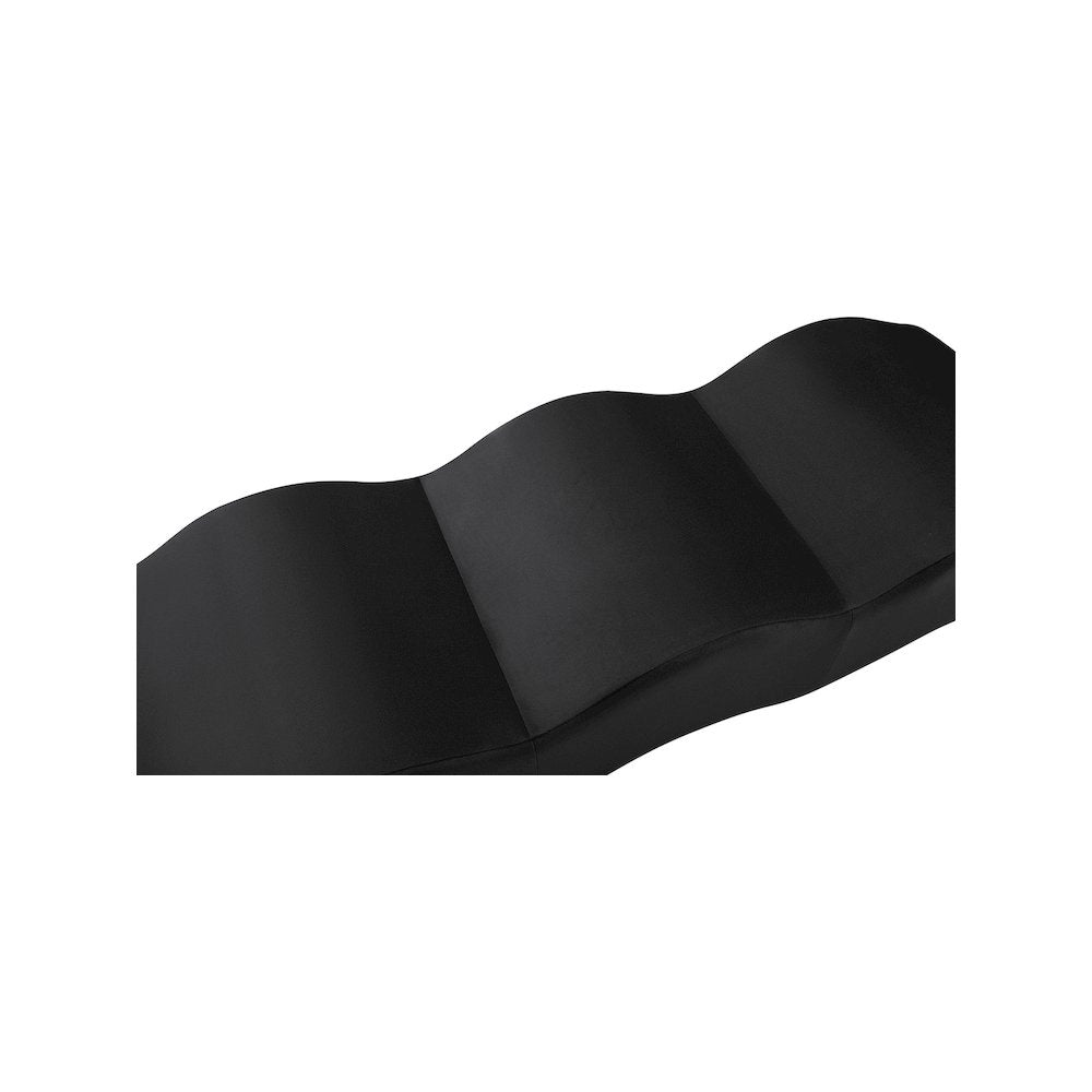 Wave Black Velvet Bench