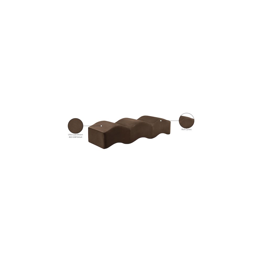 Wave Brown Velvet Bench