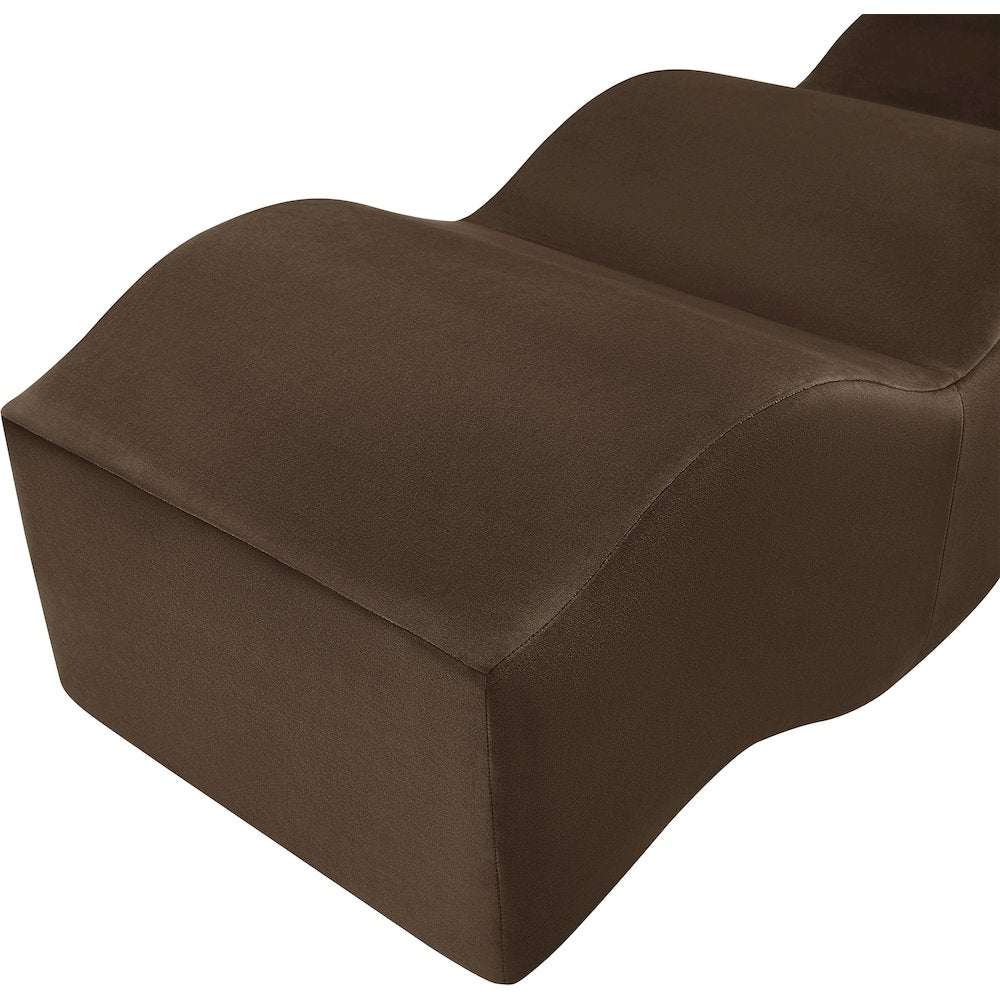 Wave Brown Velvet Bench