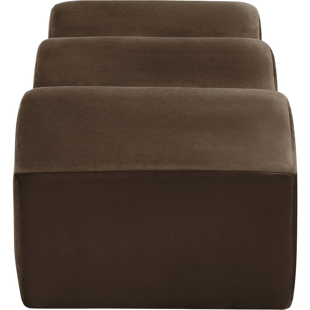Wave Brown Velvet Bench