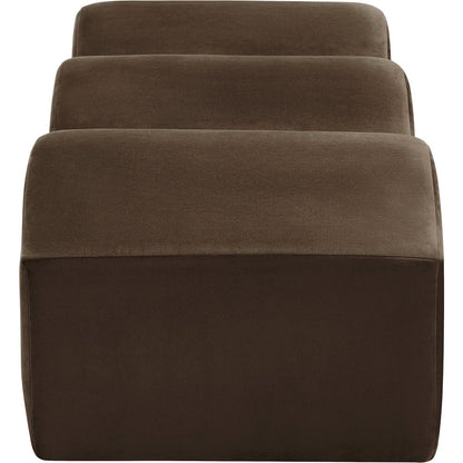 Wave Brown Velvet Bench