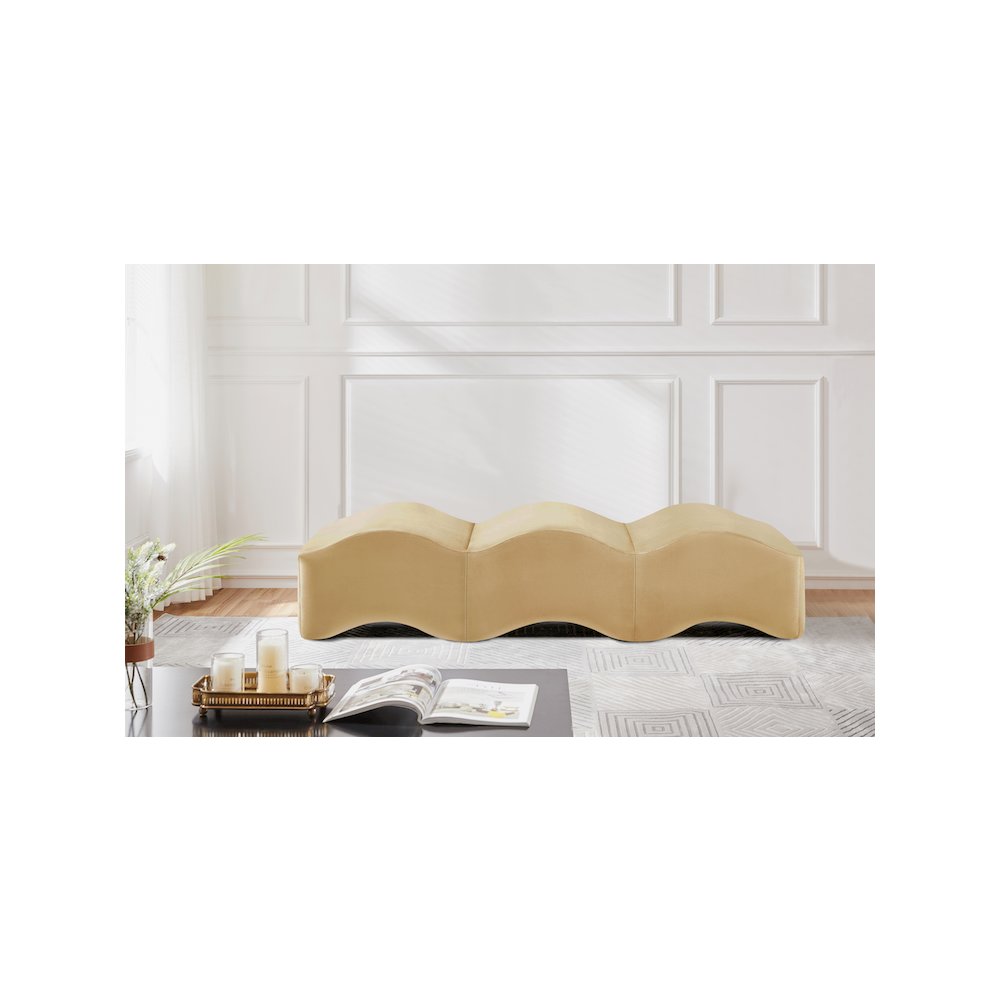 Wave Camel Velvet Bench