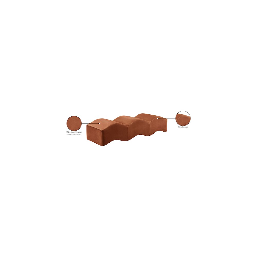 Wave Cognac Velvet Bench