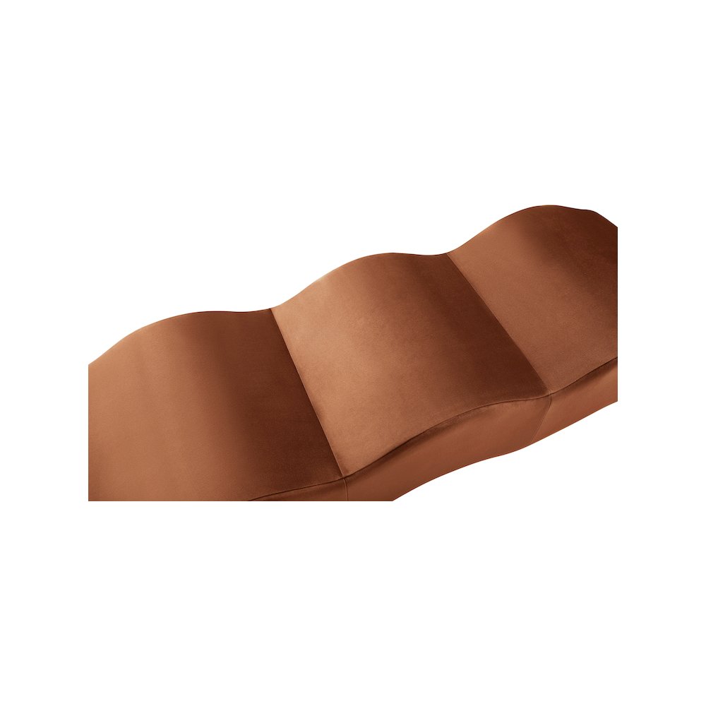 Wave Cognac Velvet Bench