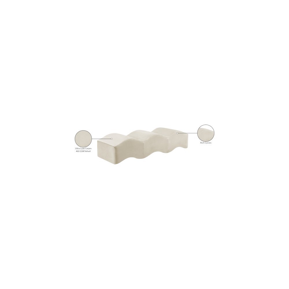 Wave Cream Velvet Bench