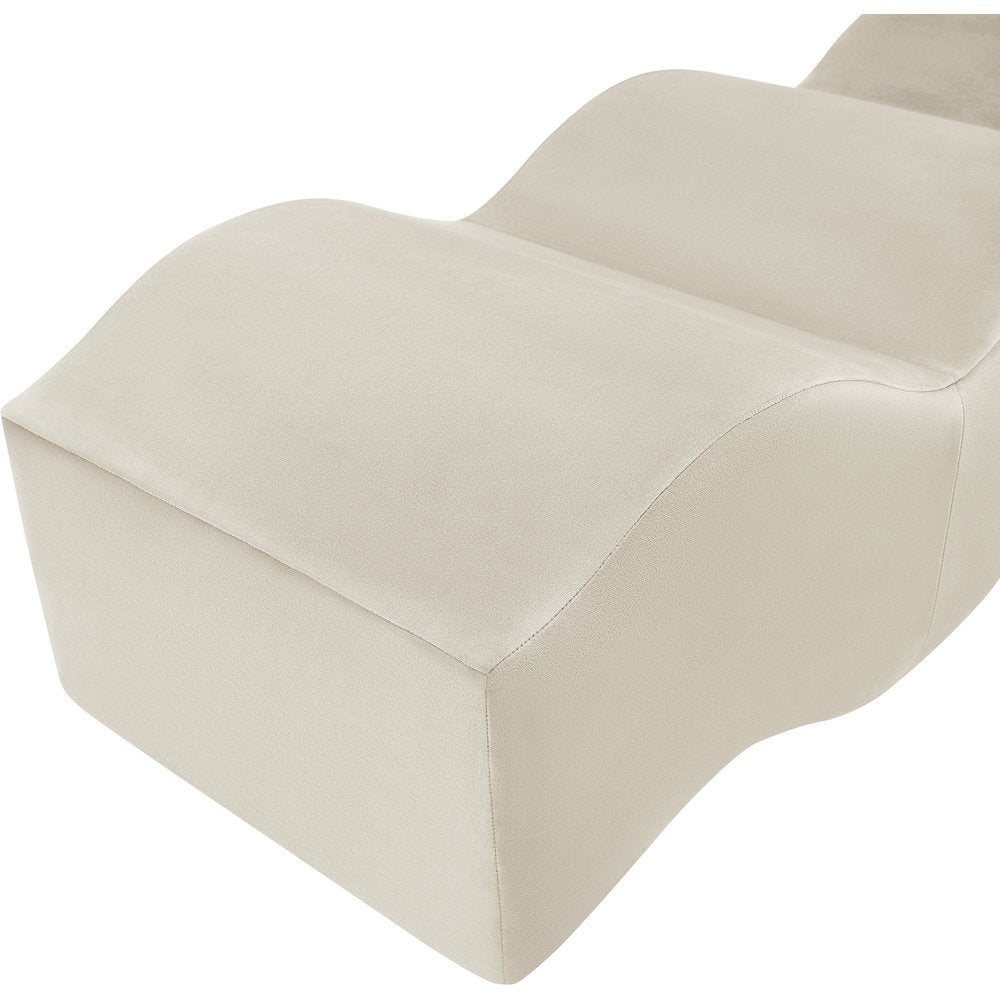 Wave Cream Velvet Bench