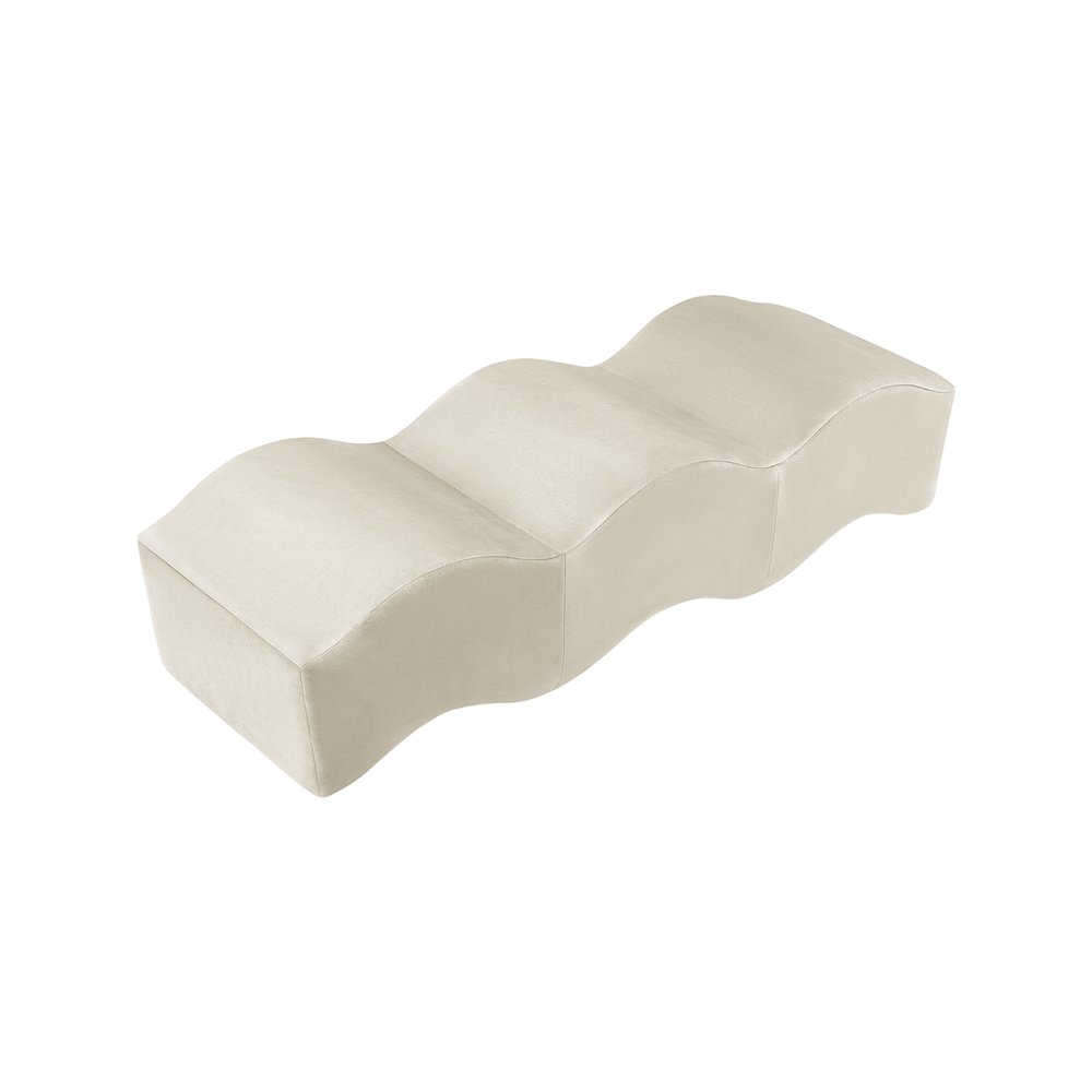 Wave Cream Velvet Bench